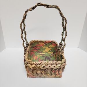 Woven Multicolor Basket with Handle